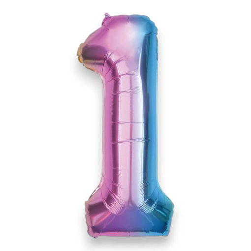 Picture of FOIL BALLOON NUMBER 1 RAINBOW 34 INCH